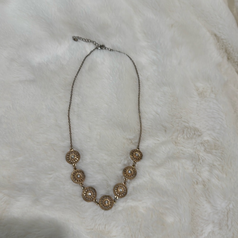Reversible Good Rhinestone or Mother of Pearl Adjustable Necklace 18-20 inch